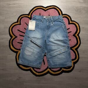 Vintage Y2K Noiz Jeans Multipocket Loose Fit Denim Jean Shorts Size 34 Blue
